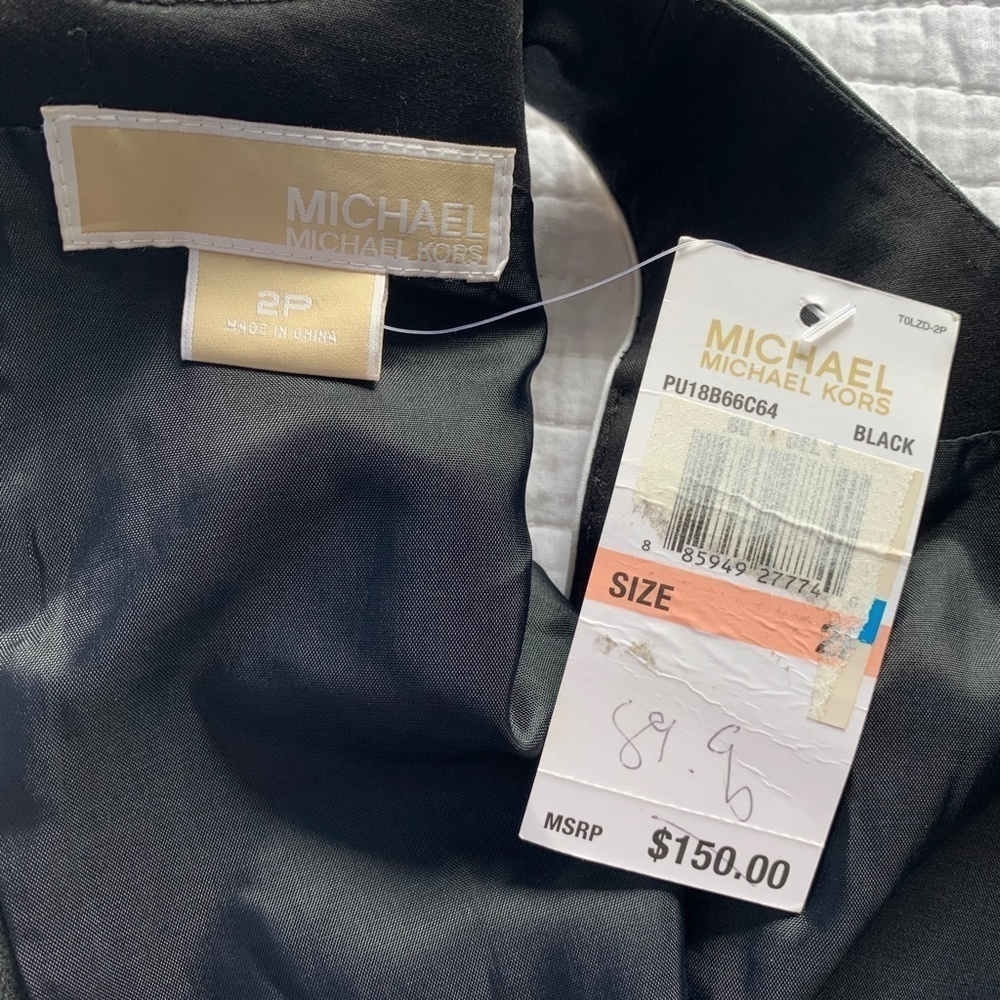 Michael Michael Kors Sleeveless Lined Black & White Dress NWT Size 2P #0365 - Picture 6 of 8